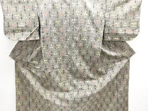 アンティーク　絣柄織り出し手織り紬単衣着物